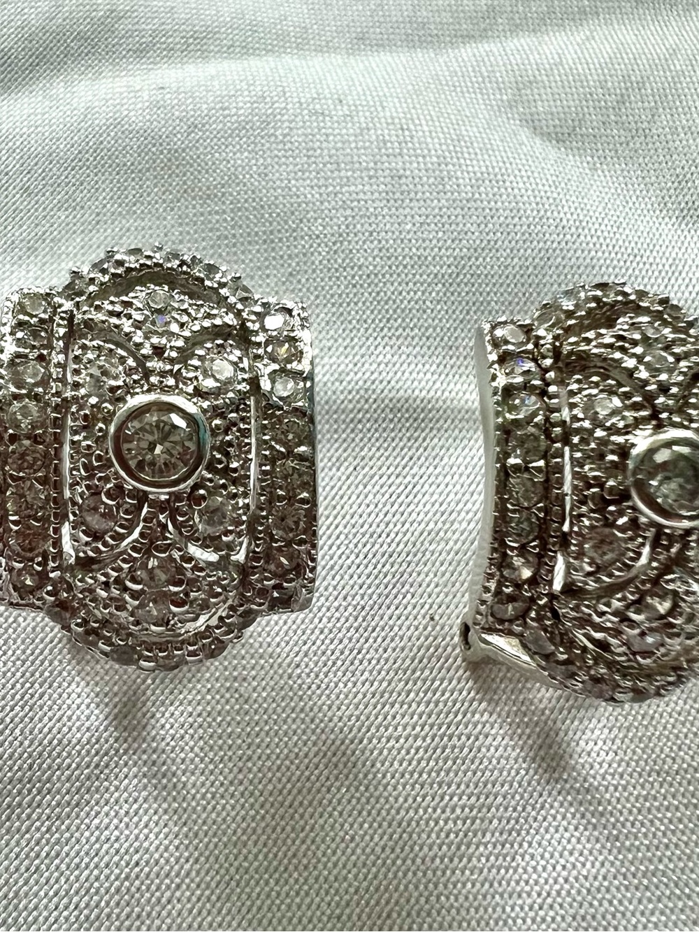 Vintage Art Deco style 925 CZ Cubic zirconia Earrings by Joseph Esposito